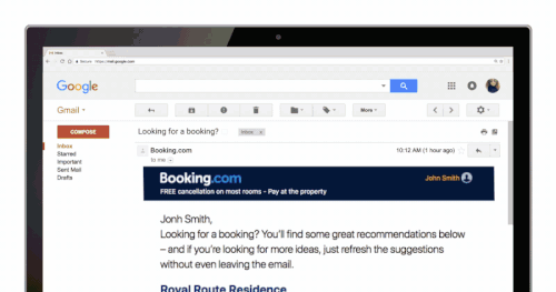 Gmail AMP con Booking