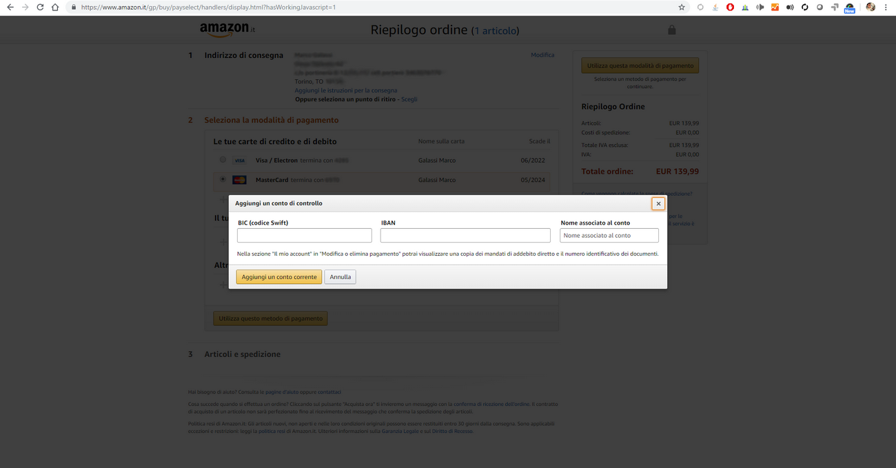 Amazon pagare con bonifico SEPA
